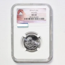 2014 Arches ATB Quarter NGC & MAC MS68 ***Rev Tye's Coin Stache*** #4003130