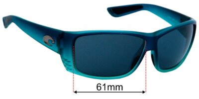 SFx Replacement Sunglass Lenses fits Costa Del Mar Cat Cay 61mm Wide 