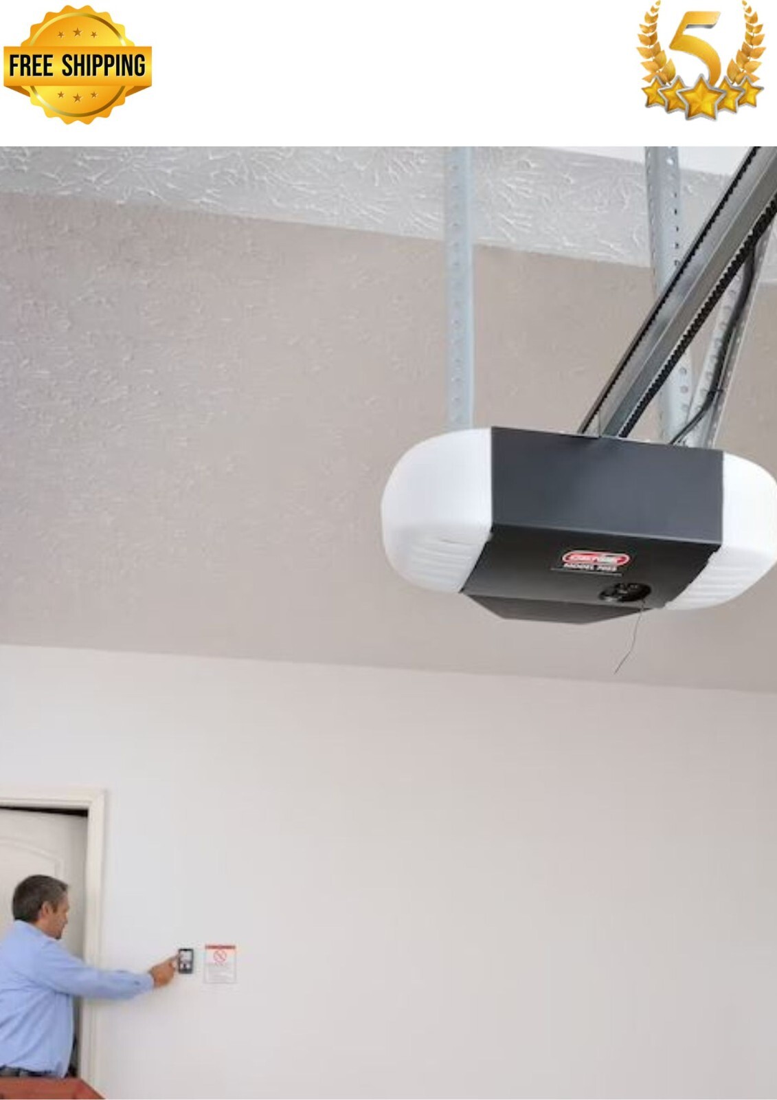 Genie 1.25HP Belt Drive Garage Door Opener Battery Backup, Ultraquiet