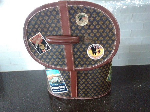 Vintage Travel Case with Destination stickers around the world.