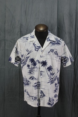 Vintage Hawaiian Shirt - Grid Island and Palm Tree Pattern by Kai Nani - - Picture 5 of 9