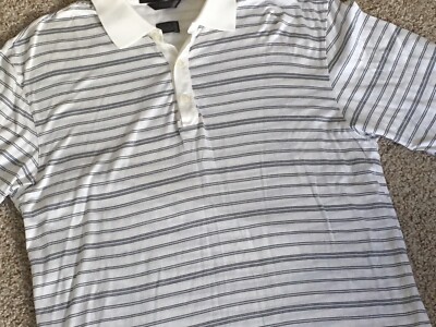NIKE GOLF Tiger Woods Mens SMALL White Black Polo Shirt Double Mercerised Cotton