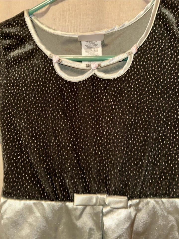 Vestido de terciopelo y satén verde talla 10 Kiss Cottage para niñas Foto 3 de 4