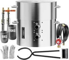 Propane Melting Furnace Kit, 16Kg/35Lbs Gas Metal Smelting Kit, Dual Burner Foun