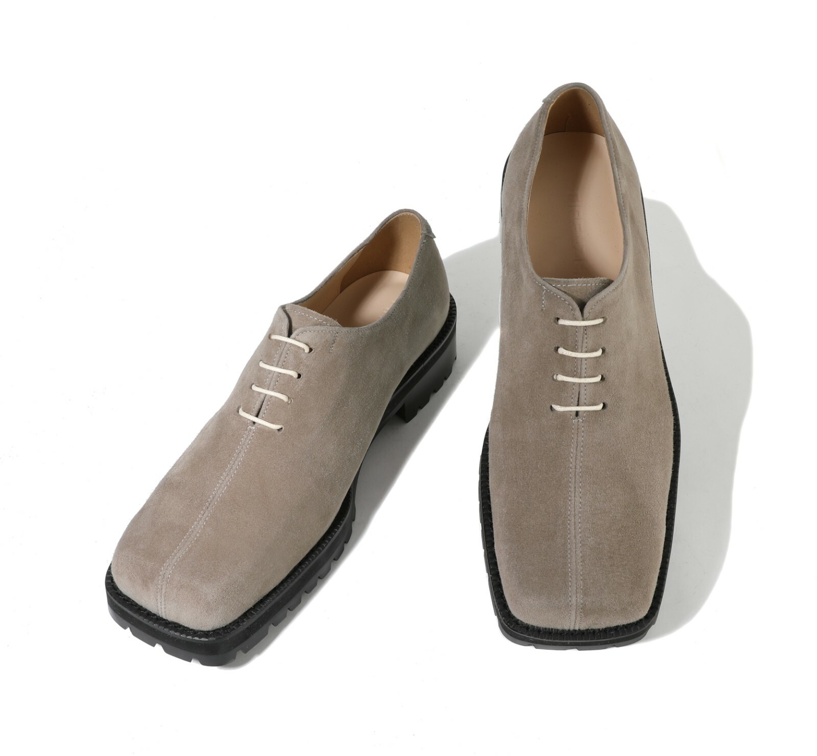 SAOLA Scarpe da derby Firenze Atelier da uomo beige camoscio punta quadrata punta quadrata fatte a mano