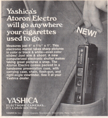1972 Yashica Atoron Electro: Your Cigarettes Used to Go Vintage Print Ad