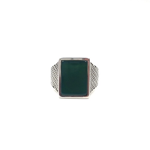 925 Silber Ring grüner Onyx Bandring Herren Schmuck Siegelring glatt 21.3mm / 67 - Bild 2 von 13