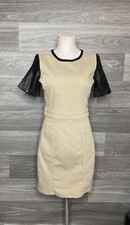 Marc Jacobs Dempsey Drill Stretch Twill & Leather Mix Colorblock Dress $398 Sz 2
