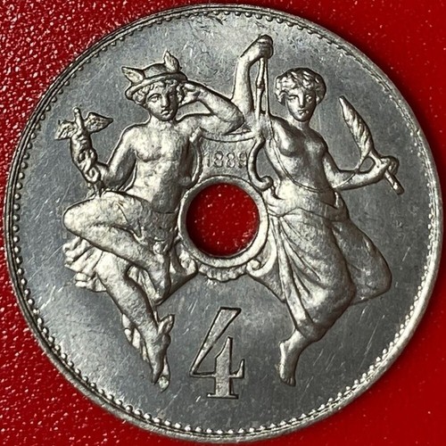 1889 FRANCE 4 CENTIMES 4C RARE ESSAI PATTERN NICKEL ART COIN MAZ-2318 not silver - Picture 4 of 6
