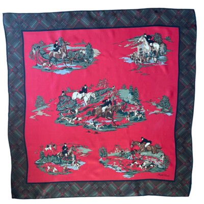 Ralph Lauren vintage スカーフ Vintage Ralph Lauren Red Multi Colored Floral Design Silk