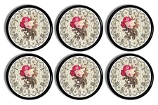 Vintage Clock Cabinet Knobs, 4 or 6 Pc – Floral Drawer Pulls Shabby Chic Cottage