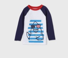 Cat  Jack Toddler Boys Long Sleeve Shark Swim Shirt Top NWT UPF 50 Rashguard