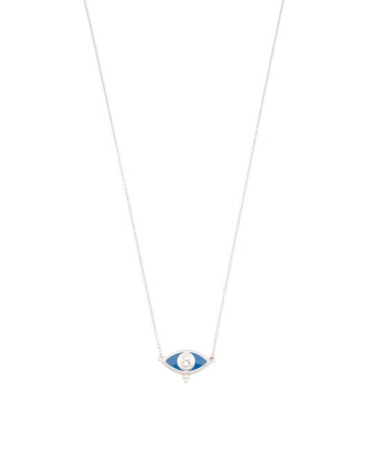 JUDITH RIPKA Sterling Silver Enamel Evil Eye Necklace