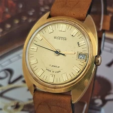 Vintage Watch Vostok 2409 Gold Dial Rare Wristwatch USSR Wostok Gold Plated