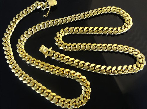 14K Miami Cuban Link Chain Solid Gold 