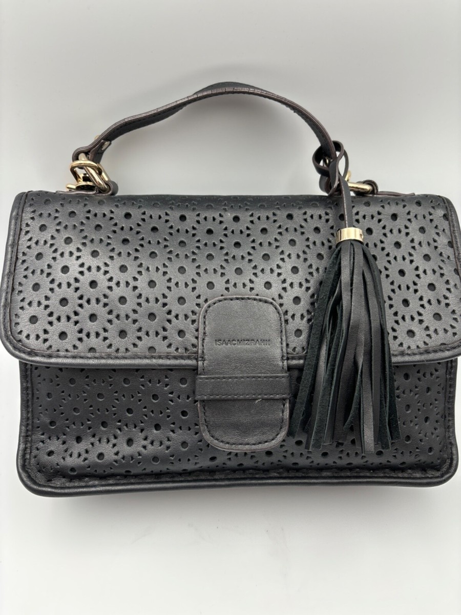 Isaac Mizrahi Black Perforated Leather Bag | eBay