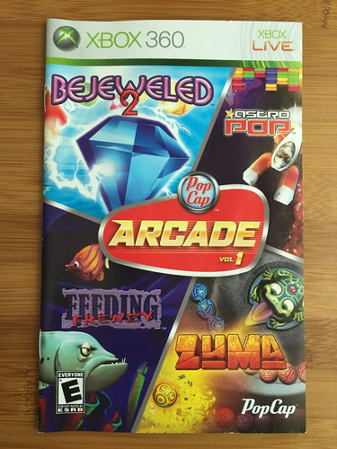 NO GAME PopCap Arcade Vol. 1 (Microsoft Xbox 360, 2007) CASE ARTWORK MANUAL ONLY - Picture 8 of 10