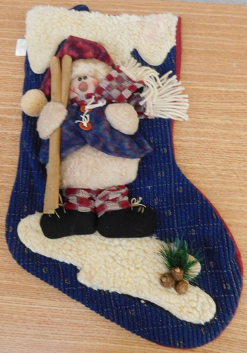 3D Snowman With Ski's Christmas Stocking Snow Theme . - Picture 1 of 6