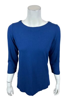 Susan Graver Weekend Essentials Supima Cotton 3/4 Slv Top Boho Blue