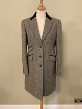 Stumper & Fielding | 3/4 Length Women’s Coat | Harris Tweed & Velvet Trim Uk 12