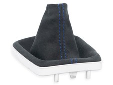 SCHALTMANSCHETTE FUR HYUNDAI KONA 2017-23 SCHALTSACK SCHWARZ ALCANTARA NAHT BLAU