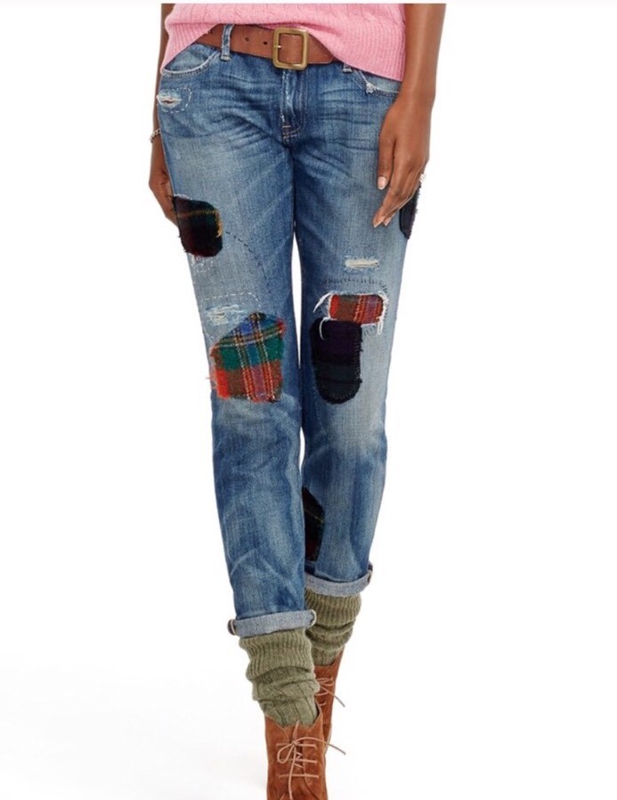 96.Women's RL Polo Slim Astor Boyfriend Repaired Patchwork Jeans Euc 28