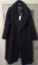 M&s Autograph Textured Teddy Coat With Wool Uk Size 14 Carbon
