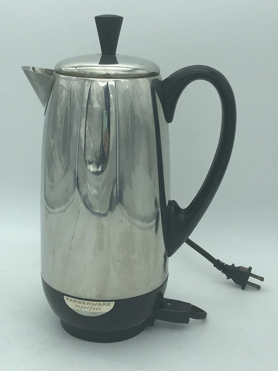 Vtg Farberware Stainless 2-12 Cup Percolator Electric Coffee Pot Maker Made  USA