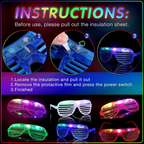 54 Pieces Neon Party Supplies Glow in The Dark 18 Pcs Neon Gangster Party Hats - Picture 4 of 7