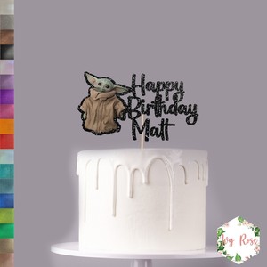 Custom Personalised Baby Yoda Star Wars Themed Glitter Birthday Cake Topper Ebay Custom Personalised Baby Yoda Star Wars Themed Glitter Birthday Cake Topper Ebay