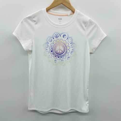Dicks Sporting Goods Youth Girls XL 16 Peace Sign Graphic Short Sleeve Tee 1964