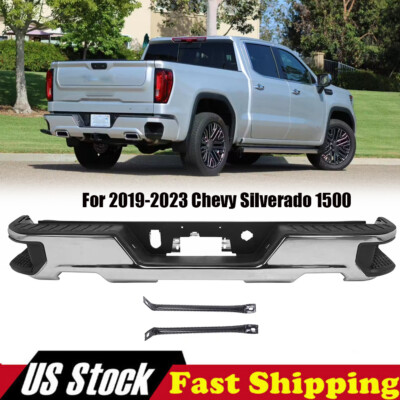 For 2019-2023 Chevy Silverado GMC 1500 Rear Bumper W/o Park Hole Chrome Steel