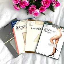 Lot 4 NEW Hosiery Ivory/Black/Silver Size Small Berkshire Ann Taylor etc...