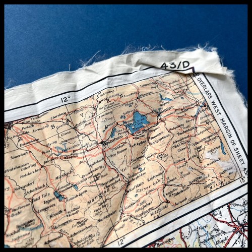 WWII Royal Air Force RAF Pilots Silk Escape Evasion France Europe Map - Picture 13 of 15