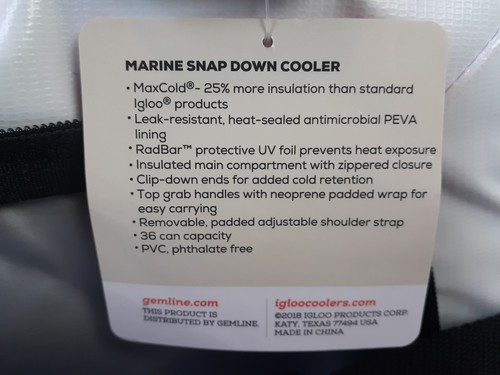 Igloo Marine Maxcold Carry Cooler Bag 36 Can Capacity w/ Toys & Shoulder Strap - Picture 7 of 12