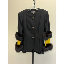 Eva Polini Women's Black Faux Fur Accent Blazer Size 14 #34392