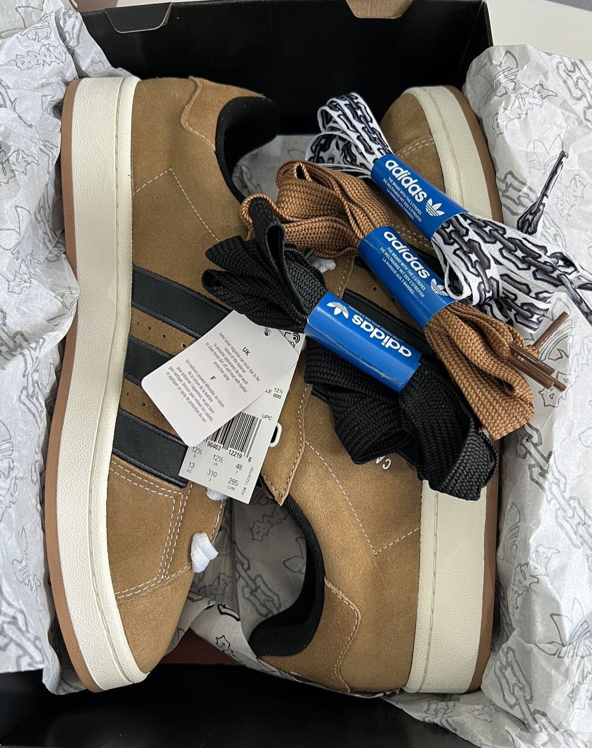 ADIDAS CAMPUS 00S YNUK SHOES Size 13 Brown Desert/Black /White IE2175 thumbnail 12