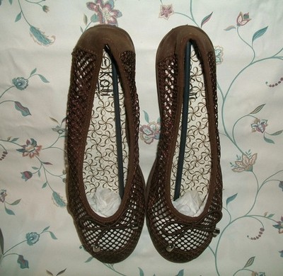 Kali Sally Ladies Brown Net Flats Shoes Pick Your Size
