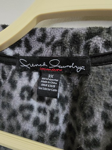 Women's 3X Black/Grey Animal Print Lightweight Jacket Pockets Full Zip Fleece - Picture 3 of 3