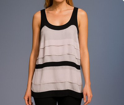 new RRP $150 WITCHERY LAYERED FRONT BLOUSE TOP TANK L 14 last