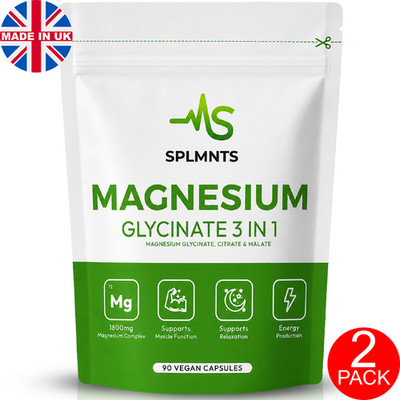 Magnesiumglycinat 3-in-1 Komplex, 1800mg Magnesium Nahrungsergänzungsmittel hohe Absorption