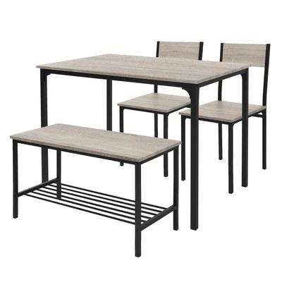 4 Pièces meubles de salle à manger cuisine table chaises banc chêne Sonoma - Photo 1/4
