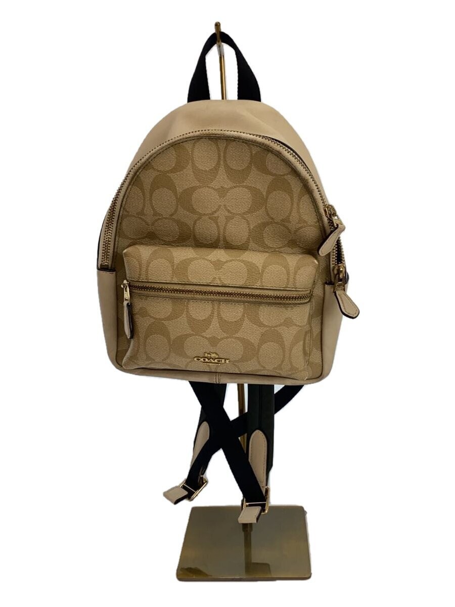 COACH Women's Bags Backpack Small Daypack PVC CRM Beige Monogram Casual Used COACH Women's Bags Backpack Small Daypack PVC CRM Beige Monogram Casual Used