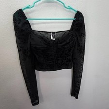 Windsor Black Lace Corset Crop Top Long Goth Fairy Grunge Sweetheart Whimsigoth