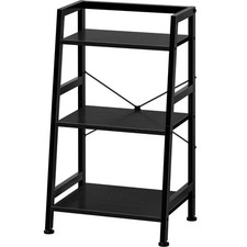 3-Tier Bookshelf, Ladder Shelf, Stand up Shelves, Industrial Bookcase with St...