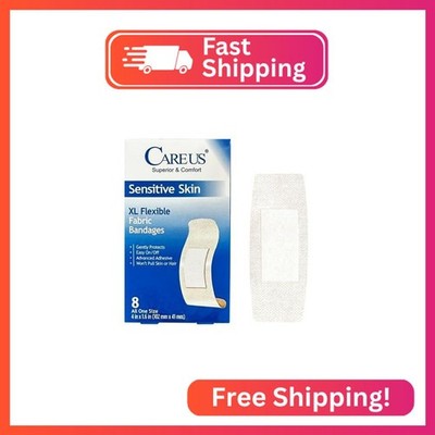 CareUs Silicone Adhesive Bandages Large Sizes for Sensitive Fragile Skin 1.6''x4''