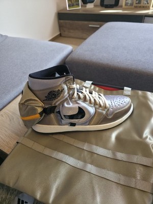 Nike Air Jordan 1 High Utility Top Herren Sneaker Grau/Silber/Schwarz EU 49,5