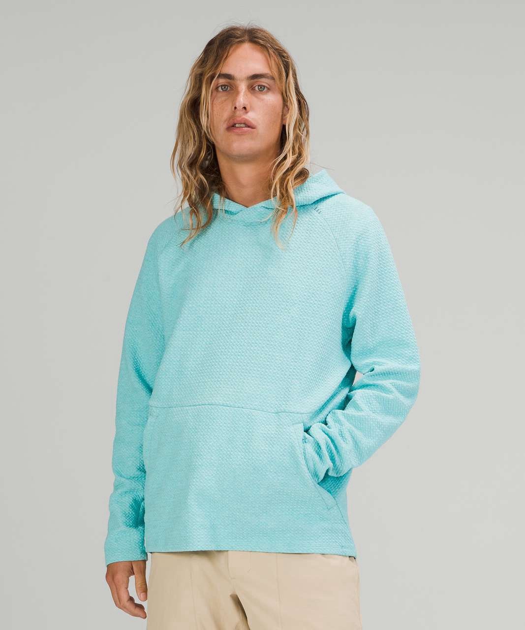 Lululemon At Ease Hoodie NWT Size Medium Heathered Electric Turquoise ELQH/BLK