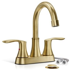 4 Inch 2 or 3 Hole Bathroom Sink Faucet Centerset Brushed Gold 2 Handle RV 360 S