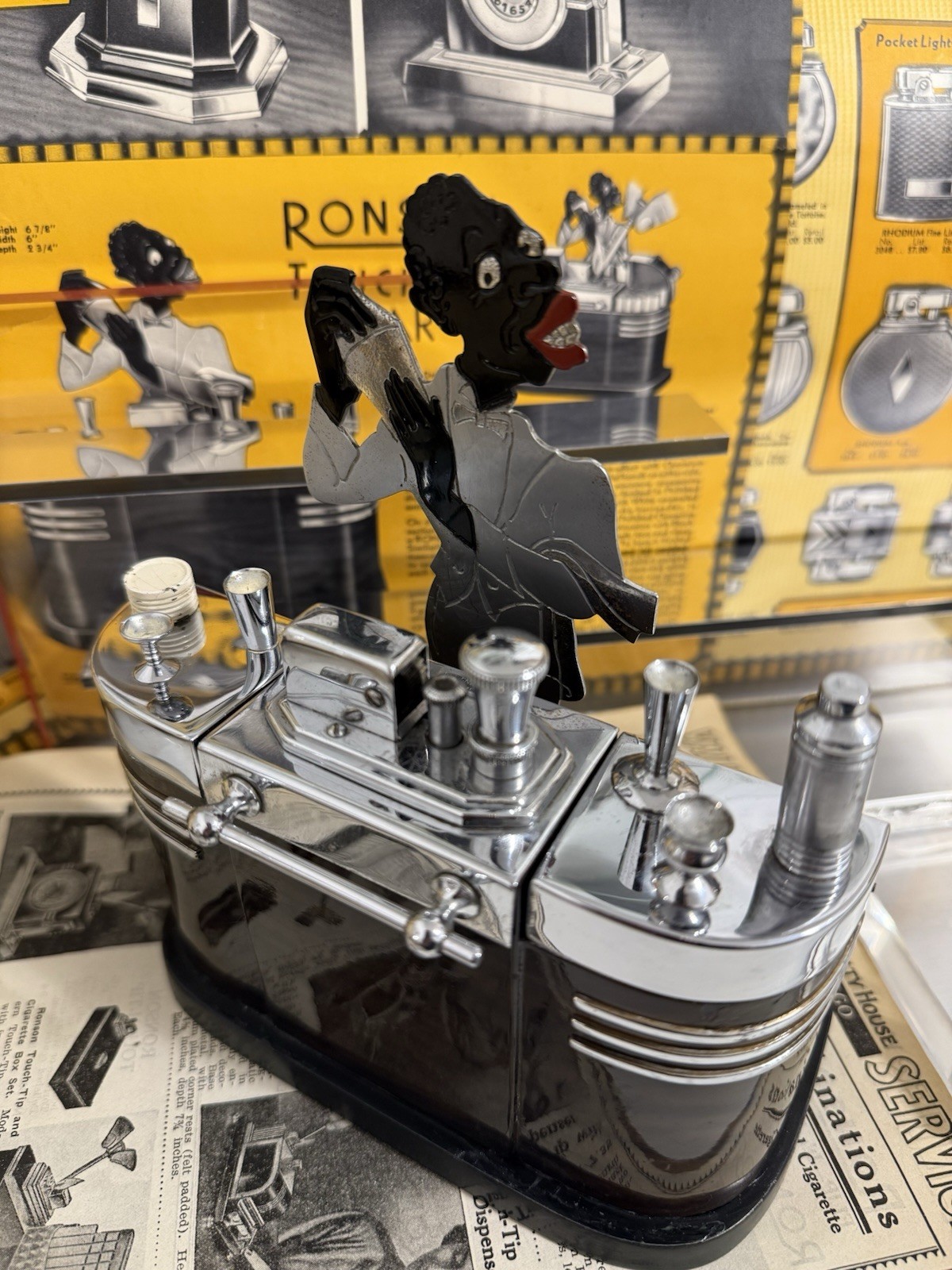 Rare Vintage Ronson “Bartender” Touch-Tip Lighter – Art Deco, USA, c.1930s